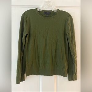 Banana Republic Forever Sweater Olive Green Crewneck Knit Small Cotton Blend